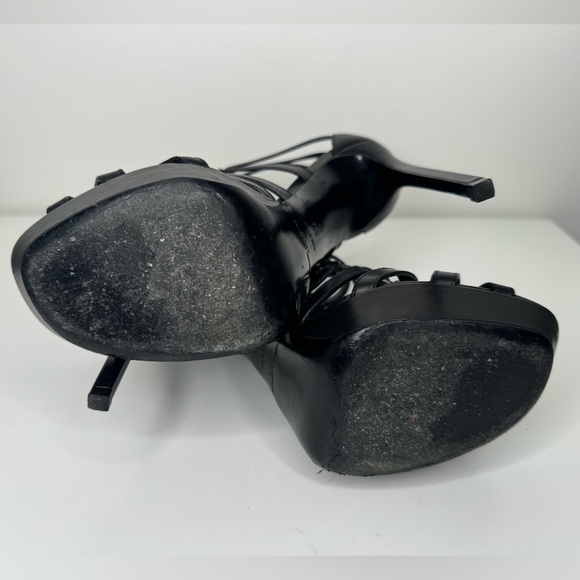 Saint Laurent Paris Black Leather Nina Caged Platform Sandal/Heels Sz 39 - Picture 7 of 7